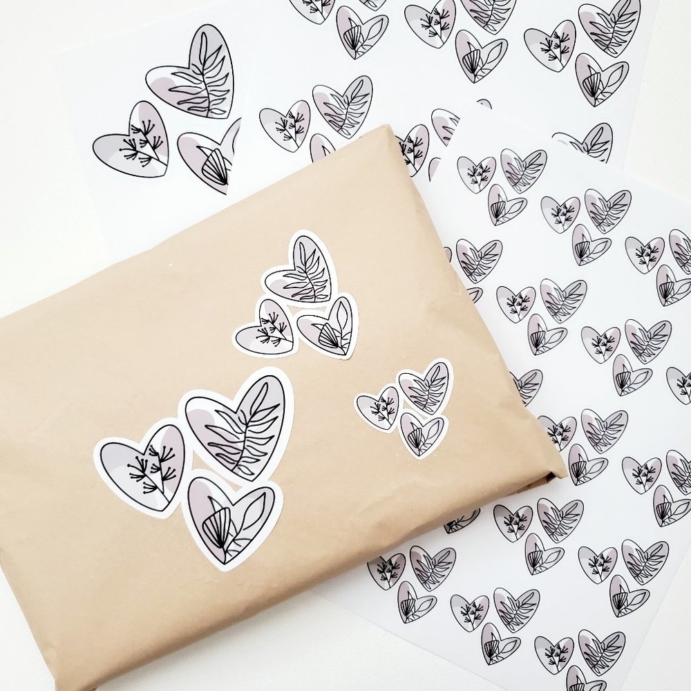 LB068 Neutral Palette Abstract Heart Line Art Plants Sticker Sheets [Price Firm] - Picture 10 of 12